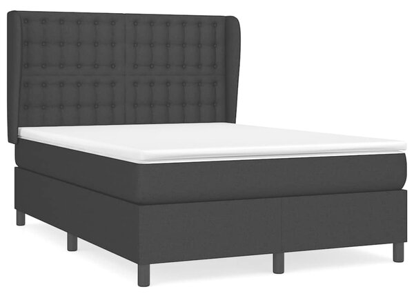 Krevet s oprugama i madracem crni 140x200 cm od tkanine - Crna / 140 x 200 cm