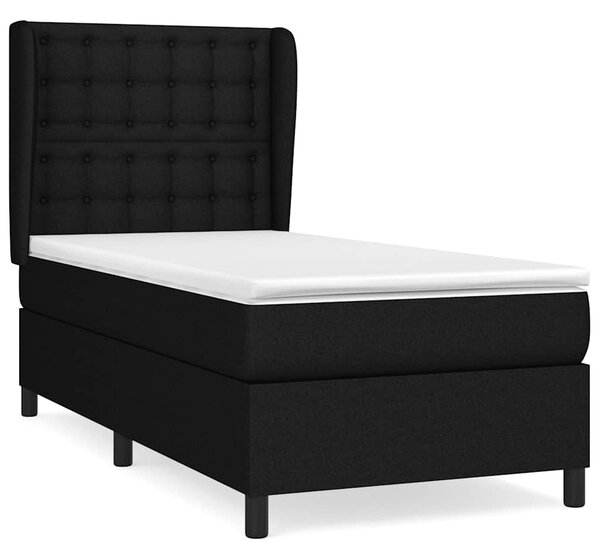 Box spring krevet s madracem crni 90x190 cm od tkanine - Crna / 90 x 190 cm