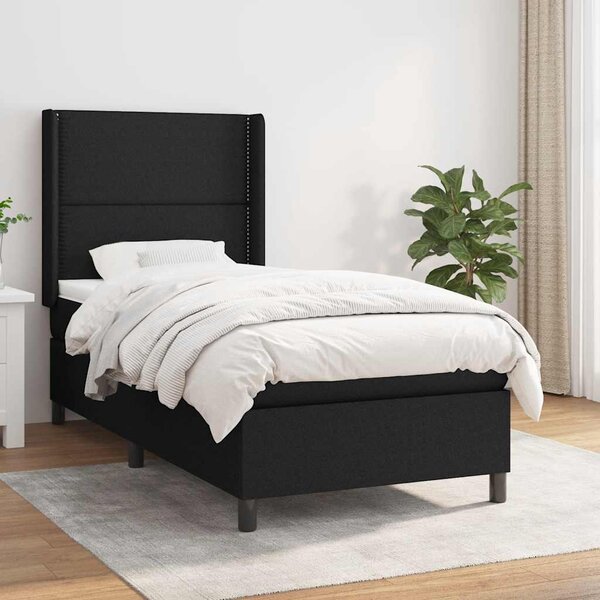 Box spring krevet s madracem crni 90x190 cm od tkanine - Crna / 90 x 190 cm
