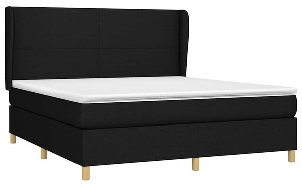 Krevet s oprugama i madracem crni 160x200 cm od tkanine - Crna / 160 x 200 cm