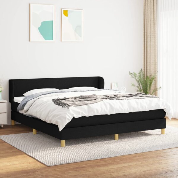 Krevet s oprugama i madracem crni 180x200 cm od tkanine - Crna / 180 x 200 cm