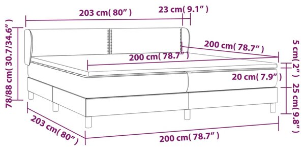 Krevet s oprugama i madracem smeđesivi 200x200 cm od tkanine - Tupe / 200 x 200 cm