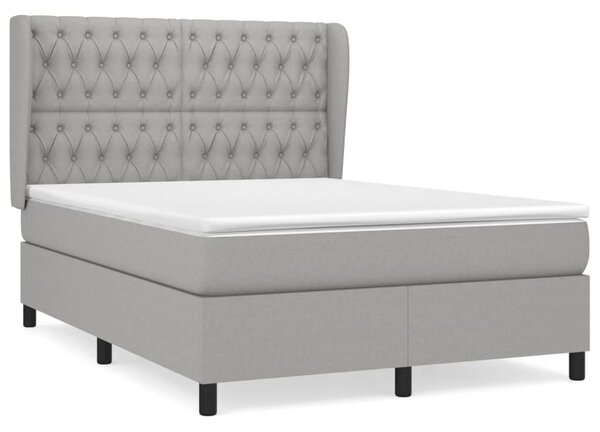 Krevet s oprugama i madracem svjetlosivi 140x190 cm od tkanine - Siva / 140 x 190 cm