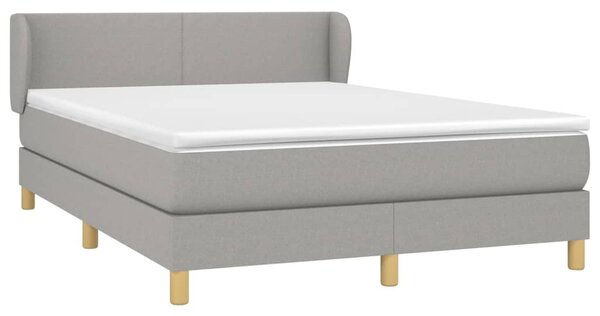 Krevet s oprugama i madracem svjetlosivi 140x190 cm od tkanine - Siva / 140 x 190 cm