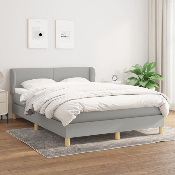 Krevet s oprugama i madracem svjetlosivi 140x190 cm od tkanine - Siva / 140 x 190 cm