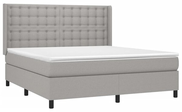 Krevet s oprugama i madracem svjetlosivi 180x200 cm od tkanine - Siva / 180 x 200 cm