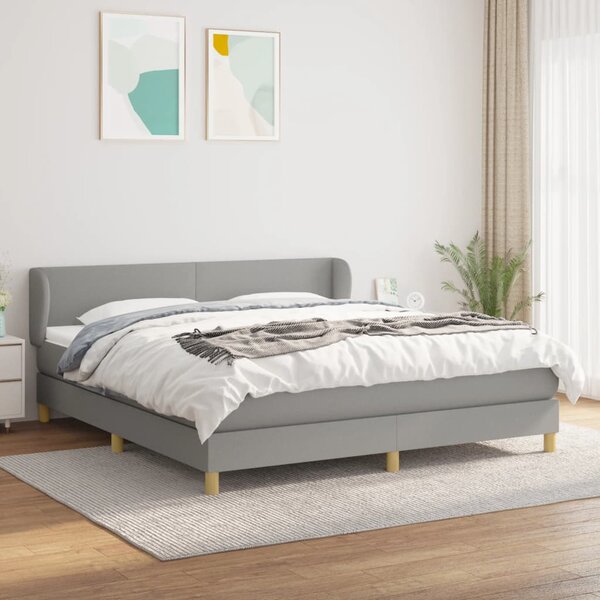 Krevet s oprugama i madracem svjetlosivi 180x200 cm od tkanine - Siva / 180 x 200 cm