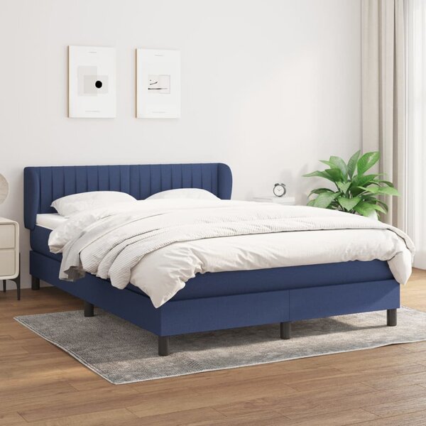 Krevet s oprugama i madracem plavi 140 x 190 cm od tkanine - Plava / 140 x 190 cm