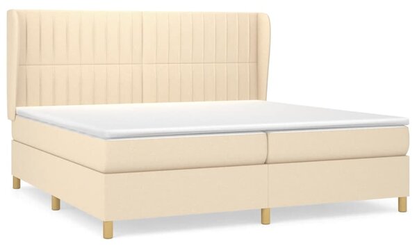 Krevet s oprugama i madracem krem 200 x 200 cm od tkanine - Krema / 200 x 200 cm