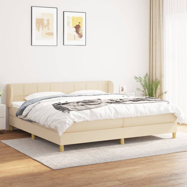 Krevet s oprugama i madracem krem 200 x 200 cm od tkanine - Krema / 200 x 200 cm