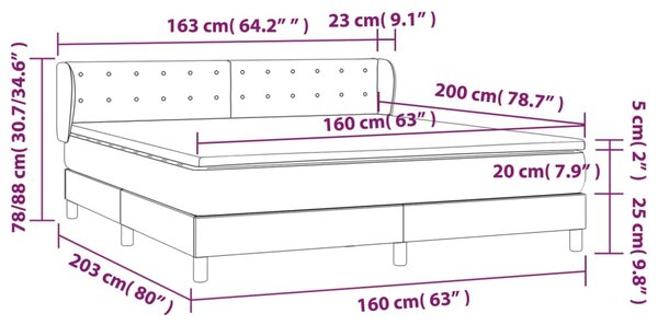 Krevet box spring s madracem svjetlosiva 160x200 cm tkanina - Siva / 160 x 200 cm