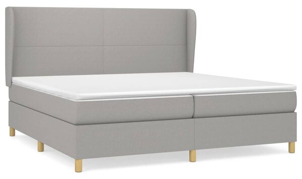 Krevet s oprugama i madracem svjetlosivi 200 x 200cm od tkanine - Siva / 200 x 200 cm