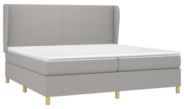 Krevet s oprugama i madracem svjetlosivi 200 x 200cm od tkanine - Siva / 200 x 200 cm
