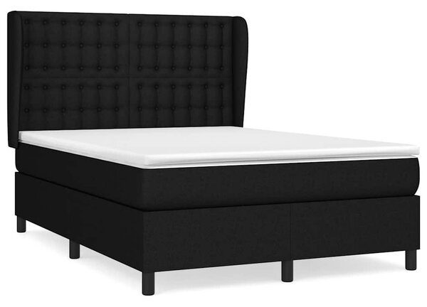 Krevet s oprugama i madracem crni 140 x 190 cm od tkanine - Crna / 140 x 190 cm