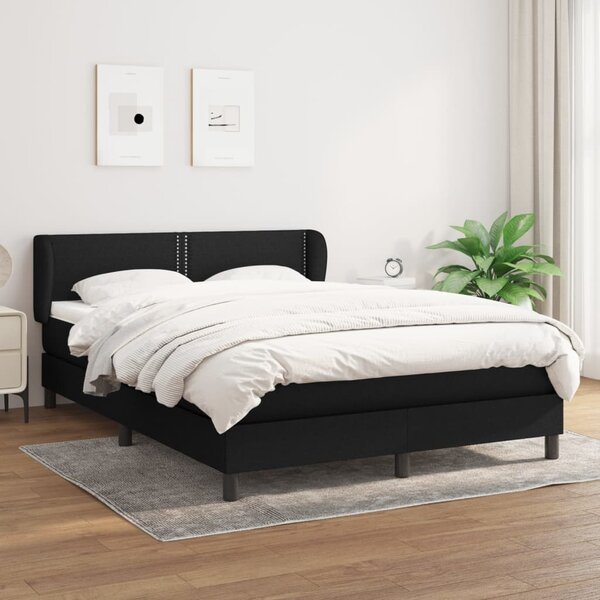 Krevet s oprugama i madracem crni 140 x 190 cm od tkanine - Crna / 140 x 190 cm
