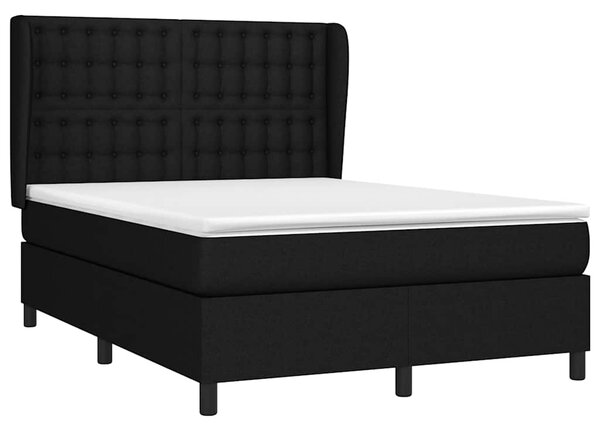 Krevet s oprugama i madracem crni 140 x 190 cm od tkanine - Crna / 140 x 190 cm