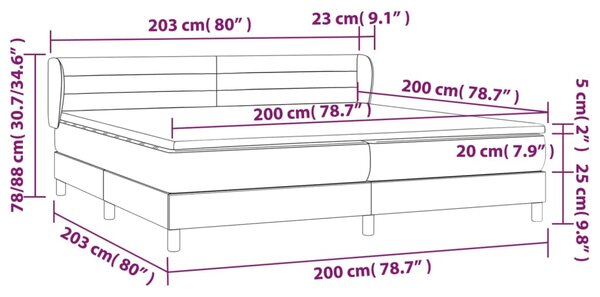 Krevet s oprugama i madracem crni 200x200 cm od tkanine - Crna / 200 x 200 cm