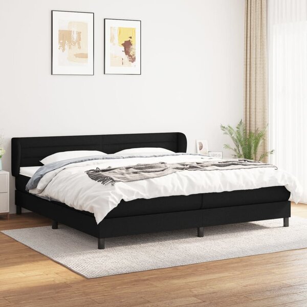 Krevet s oprugama i madracem crni 200x200 cm od tkanine - Crna / 200 x 200 cm