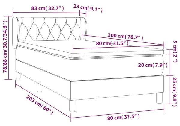 Krevet s oprugama i madracem plavi 80x200 cm od tkanine - Plava / 80 x 200 cm