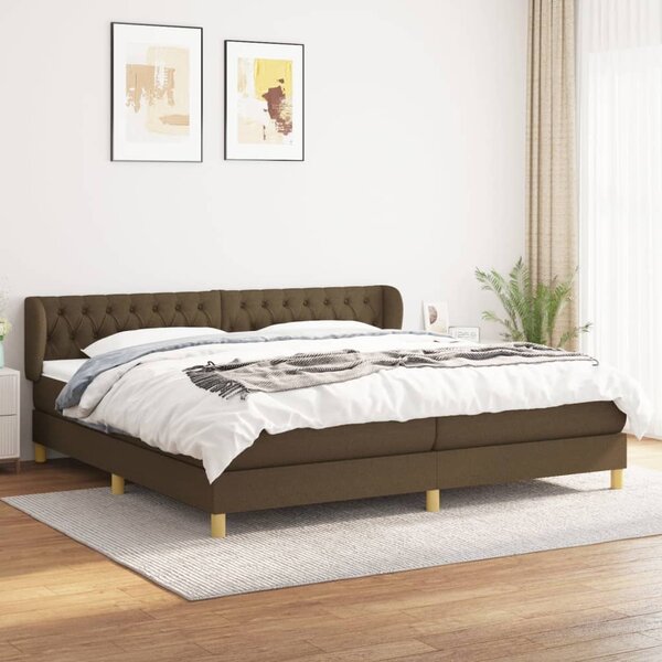 Krevet s oprugama i madracem tamnosmeđi 200x200 cm od tkanine - Smeđa / 200 x 200 cm