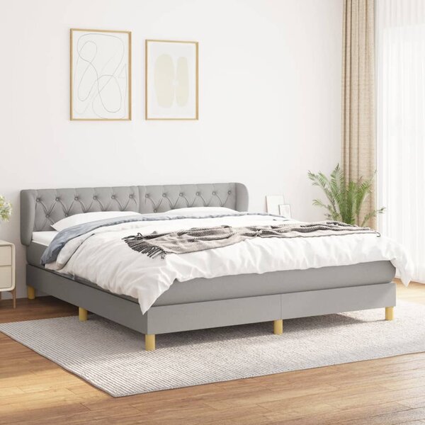 Krevet box spring s madracem svjetlosiva 160x200 cm tkanina - Siva / 160 x 200 cm