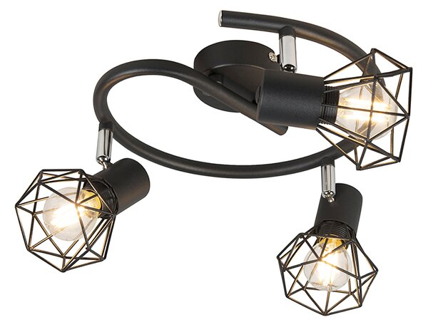 Reflektor Art Deco crni podesiv 3-svjetla - Mosh