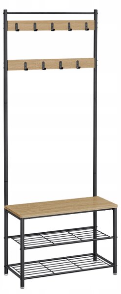 Metalna predsoblje ploča INDUSTRY 175 cm, crna/dub sonoma