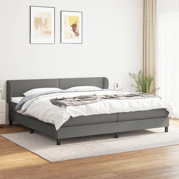 Krevet s oprugama i madracem tamnosivi 200 x 200 cm od tkanine - Siva / 200 x 200 cm