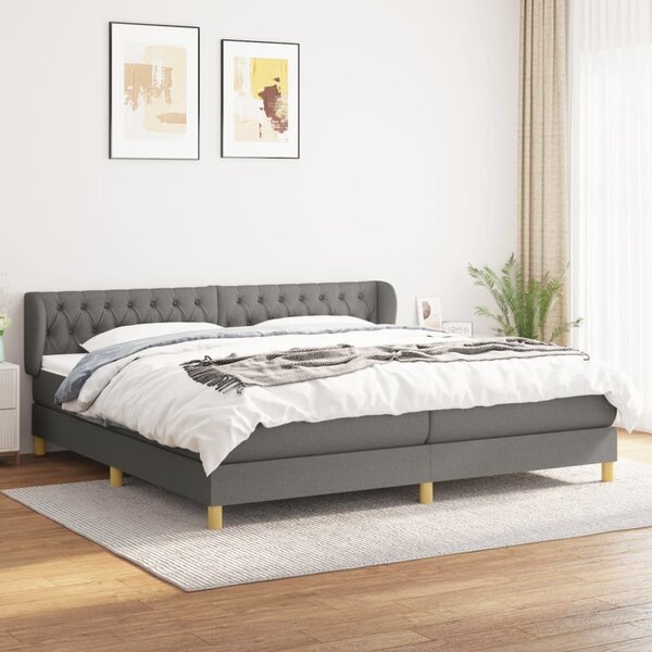 Krevet s oprugama i madracem tamnosivi 200 x 200 cm od tkanine - Siva / 200 x 200 cm