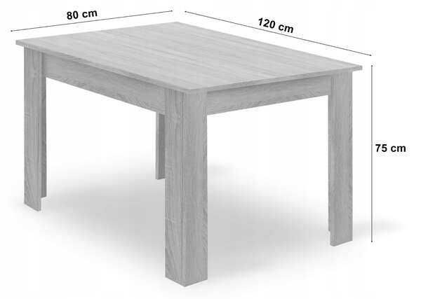 Blagovaonski set 1 + 4, stol MADO 120x80 bijeli + stolice BALI MARK crne