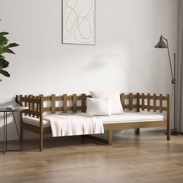 Dnevni ležaj smeđa boja meda 90x200 cm od masivne borovine - Smeđa / 90 x 200 cm