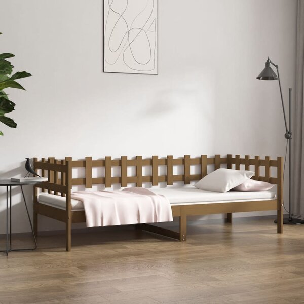 Dnevni ležaj smeđa boja meda 90x200 cm od masivne borovine - Smeđa / 90 x 200 cm
