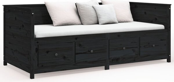 Dnevni ležaj crni 90 x 200 cm od masivne borovine - Crna / 90 x 200 cm