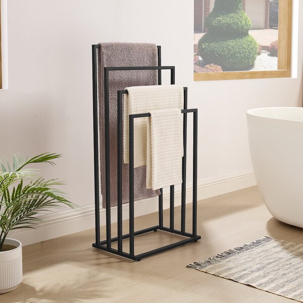 Stalak za ručnike LINESTRO metalni s 4 krakova 93x45cm, crni