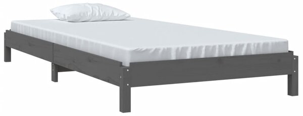 Ležaj sivi 75x190 cm od masivne borovine - Siva / 75 x 190 cm