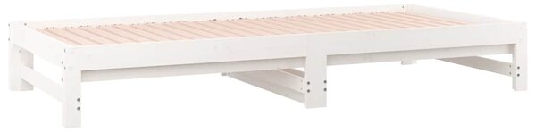 Dnevni ležaj na izvlačenje bijeli 2x(90x200)cm masivna borovina - Bijela / 2x (90 x 200) cm