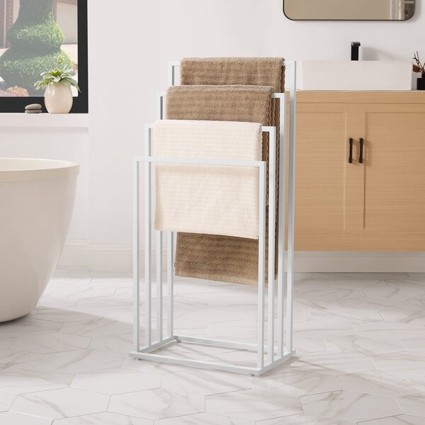 Stalak za ručnike LINESTRO metalni s 4 kraka 93x45cm, bijeli