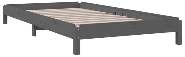 Ležaj sivi 75x190 cm od masivne borovine - Siva / 75 x 190 cm