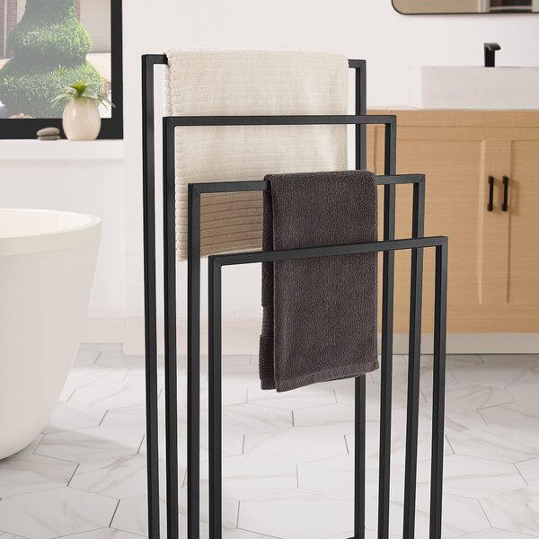 Stalak za ručnike LINESTRO metalni s 4 krakova 93x45cm, crni