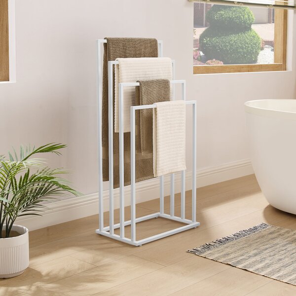 Stalak za ručnike LINESTRO metalni s 4 kraka 93x45cm, bijeli