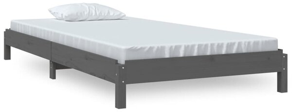 Ležaj sivi 75x190 cm od masivne borovine - Siva / 75 x 190 cm
