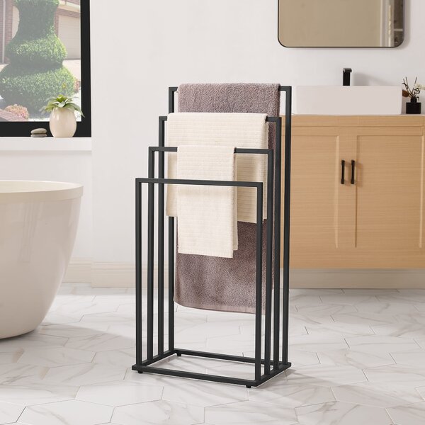 Stalak za ručnike LINESTRO metalni s 4 krakova 93x45cm, crni