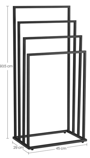 Stalak za ručnike LINESTRO metalni s 4 krakova 93x45cm, crni