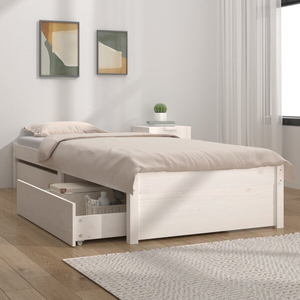Okvir kreveta s ladicama bijeli 75 x 190 cm mali za jednu osobu - Bijela / 75 x 190 cm
