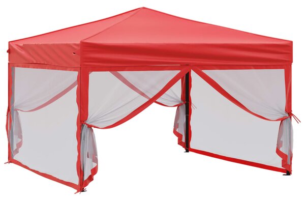 Sklopivi šator za zabave s bočnim zidovima 3 x 3 m crveni - Crvena / 3 x 3 m