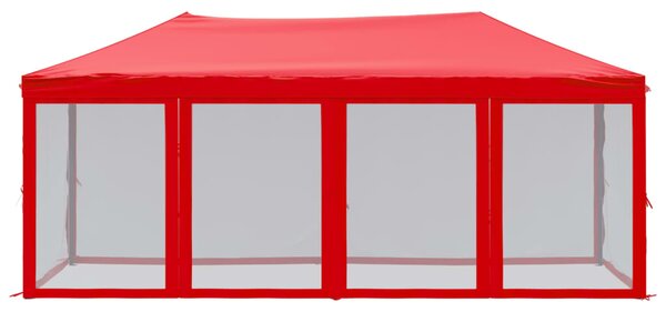Sklopivi šator za zabave s bočnim zidovima 3 x 6 m Crvena - Crvena / 3 x 6 m