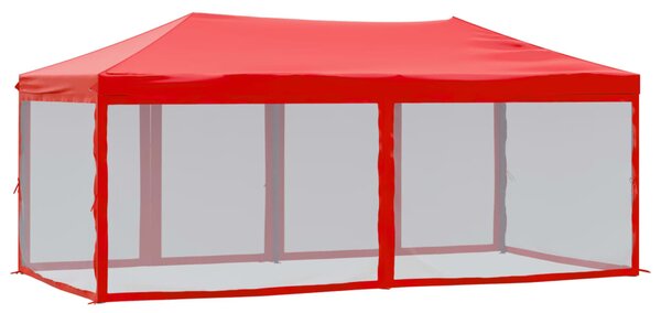 Sklopivi šator za zabave s bočnim zidovima 3 x 6 m Crvena - Crvena / 3 x 6 m