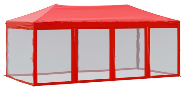 Sklopivi šator za zabave s bočnim zidovima 3 x 6 m Crvena - Crvena / 3 x 6 m