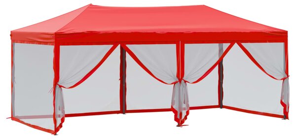 Sklopivi šator za zabave s bočnim zidovima 3 x 6 m Crvena - Crvena / 3 x 6 m