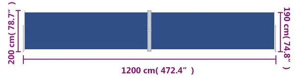 Uvlačiva bočna tenda plava 200 x 1200 cm - Plava / 200 x 1200 cm
